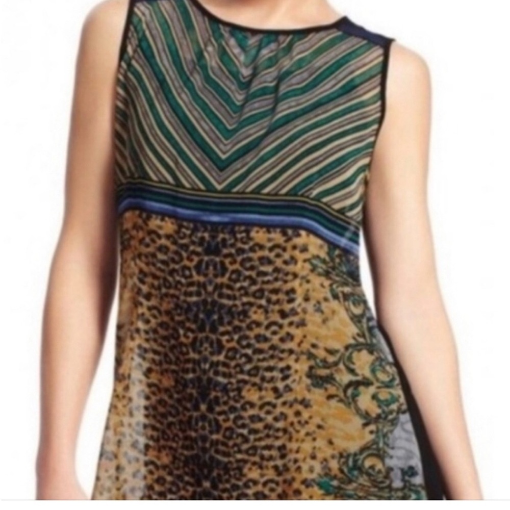 Cabi Mixed Print Sleeveless Sheer Tunic Top – M